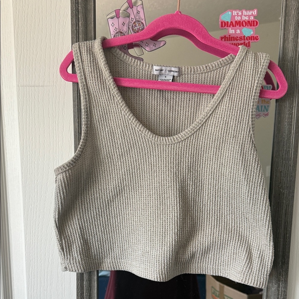 Together Light Gray Ribbed Knit Top